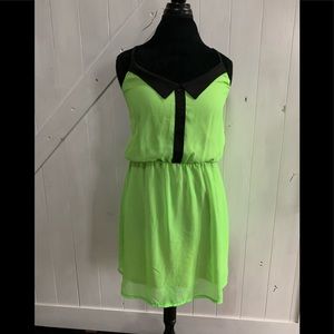 Lime green and black dress.
